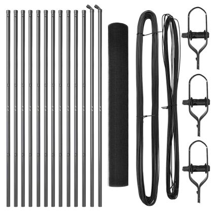 Стълб за ограда. Стомана и PVC Сив