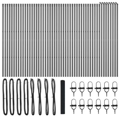 Стълб за ограда. Сив 100 x 1 м (16 x 16 мм мрежа) Стомана и PVC