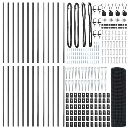 Стълб за ограда. Сив 50 x 1 м (25 x 25 мм мрежа) Стомана и PVC