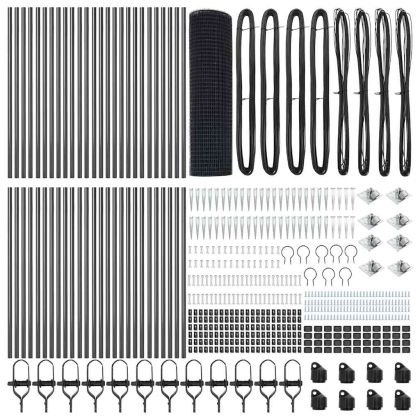 Стълб за ограда. Сив 100 x 1 м (16 x 16 мм мрежа) Стомана и PVC