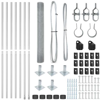 Стълб за ограда. Сребрист 10 x 1 м (мрежа 19 x 19 мм) Стомана