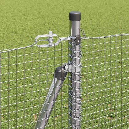 Стълб за ограда. Сребрист 10 x 1,4 м (19 x 19 мм мрежа) Стомана