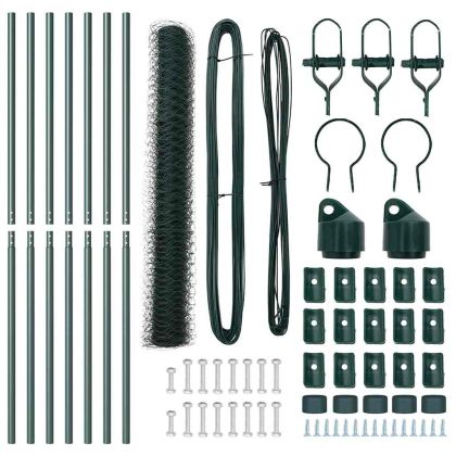 Стълб за ограда. Зелен 10 x 1,2 м (50 мм мрежа) Стомана и PVC