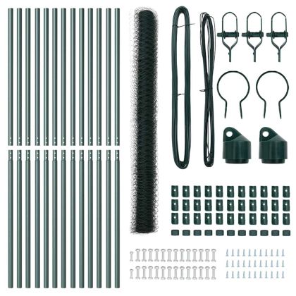 Стълб за ограда. Зелен 25 x 1,6 м (50 мм мрежа) Стомана и PVC