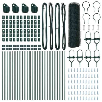 Стълб за ограда. Зелен 50 x 0,4 м (мрежа 13 мм) Стомана и PVC