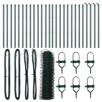 Стълб за ограда. Зелен 50 x 0,4 м (36 мм мрежа) Стомана и PVC