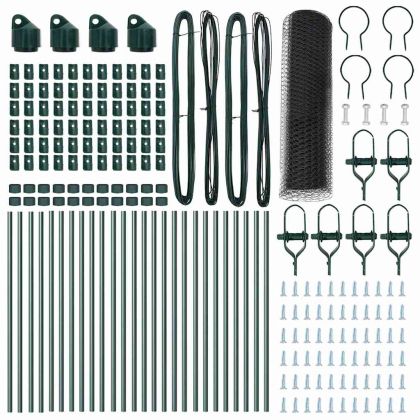 Стълб за ограда. Сив 50 x 0,5 м (13 мм мрежа) Стомана и PVC