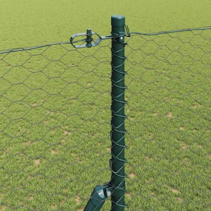 Стълб за ограда. Сив 100 x 1,6 м (36 мм мрежа) Стомана и PVC