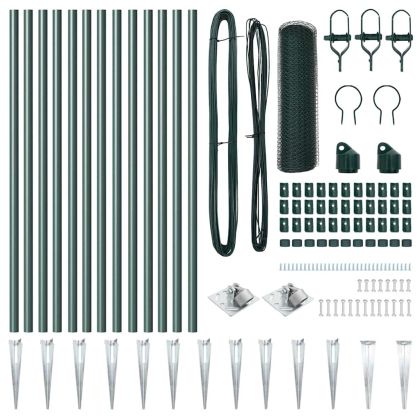 Стълб за ограда. Зелен 25 x 0,4 м (13 мм мрежа) Стомана и PVC
