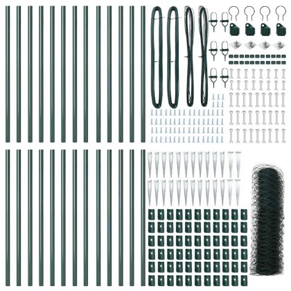 Стълб за ограда. Зелен 50 x 0,5 м (50 мм мрежа) Стомана и PVC