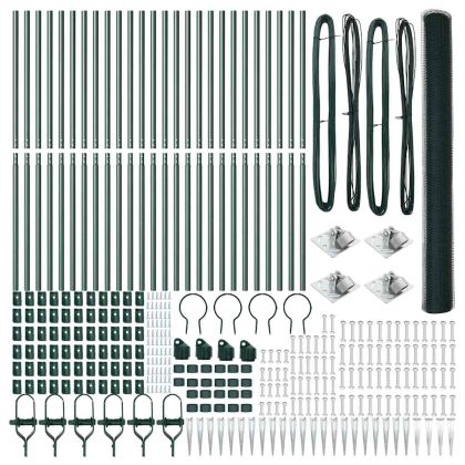 Стълб за ограда. Зелен 50 x 1,5 м (25 мм мрежа) Стомана и PVC