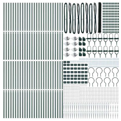 Стълб за ограда. Зелен 100 x 1,6 м (36 мм мрежа) Стомана и PVC