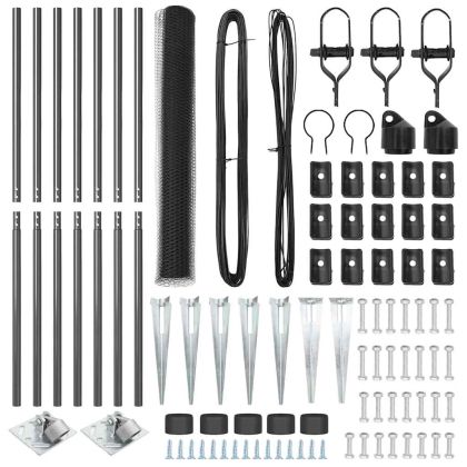 Стълб за ограда. Сив 10 x 1,2 м (13 мм мрежа) Стомана и PVC