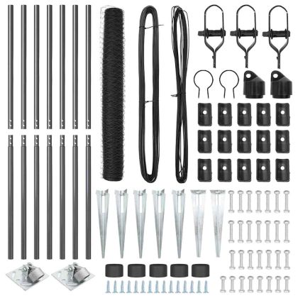 Стълб за ограда. Сив 10 x 1,4 м (мрежа 50 мм) Стомана и PVC