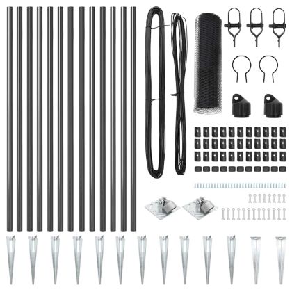 Стълб за ограда. Сив 25 x 0,4 м (13 мм мрежа) Стомана и PVC