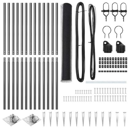 Стълб за ограда. Сив 25 x 1,2 м (25 мрежа) Стомана