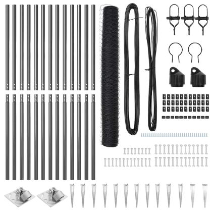 Стълб за ограда. Сив 25 x 1,2 м (36 мм мрежа) Стомана