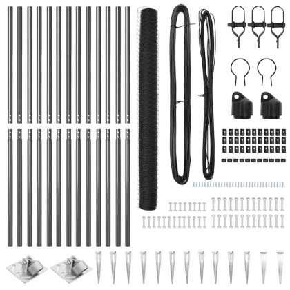 Стълб за ограда. Сив 25 x 1,6 м (36 мм мрежа) Стомана и PVC