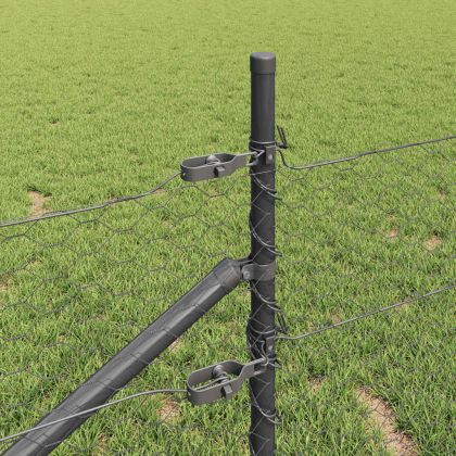 Стълб за ограда. Сив 50 x 0,5 м (36 мм мрежа) Стомана и PVC