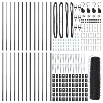 Стълб за ограда. Сив 50 x 0,8 м (мрежа 36 мм) Стомана и PVC