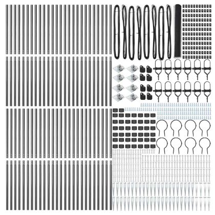 Стълб за ограда. Сив 100 x 1,2 м (25 мм мрежа) Стомана и PVC