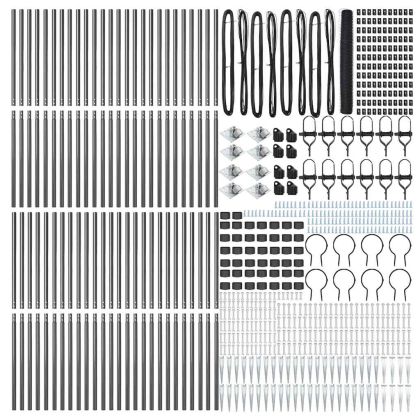Стълб за ограда. Сив 100 x 1,2 м (50 мм мрежа) Стомана и PVC