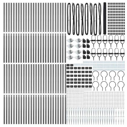 Стълб за ограда. Сив 100 x 1,5 м (50 мм мрежа) Стомана и PVC
