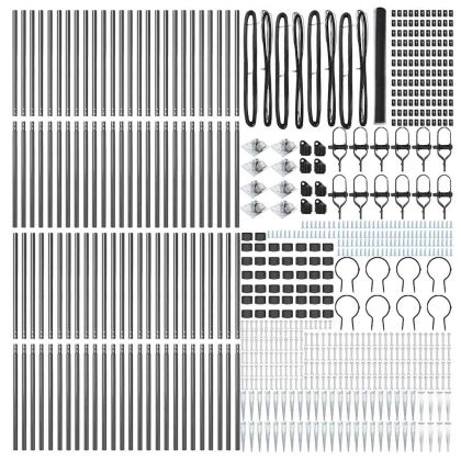Стълб за ограда. Сив 100 x 1,6 м (25 мм мрежа) Стомана и PVC