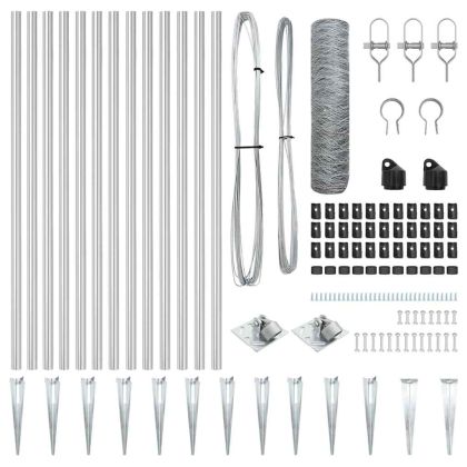 Стълб за ограда. Сребрист 10 x 0,8 м (мрежа 36 мм) Стомана
