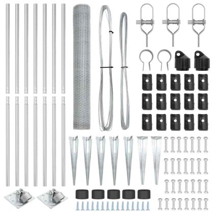 Стълб за ограда. Сребрист 10 x 1,2 м (25 мм мрежа) Стомана