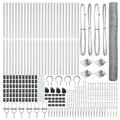 Стълб за ограда. Сребрист 50 x 1,4 м (36 мм мрежа) Стомана