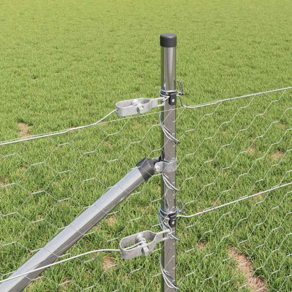 Стълб за ограда. Сребрист 100 x 0,8 м (50 мм мрежа) Стомана