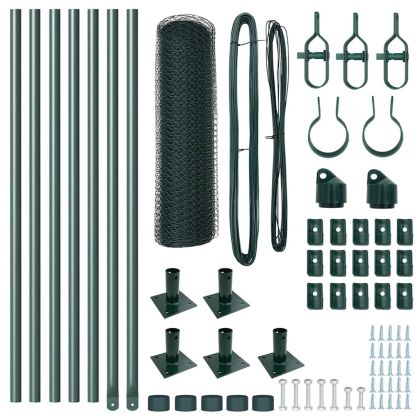 Стълб за ограда. Зелен 10 x 0,4 м (25 мм мрежа) Стомана и PVC