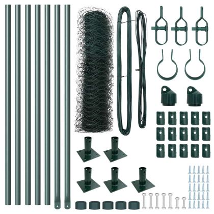 Стълб за ограда. Зелен 10 x 0,8 м (мрежа 36 мм) Стомана и PVC