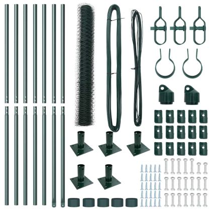 Стълб за ограда. Зелен 10 x 1 м (36 мм мрежа) Стомана и PVC
