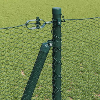 Стълб за ограда. Зелен 10 x 1,2 м (13 мм мрежа) Стомана и PVC