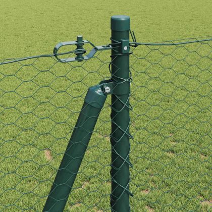 Стълб за ограда. Зелен 10 x 1,2 м (25 мм мрежа) Стомана и PVC