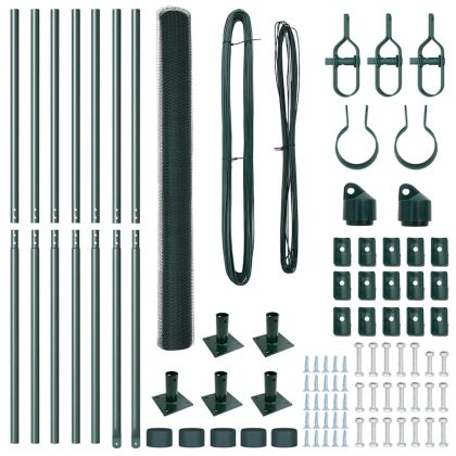 Стълб за ограда. Зелен 10 x 1,6 м (13 мм мрежа) Стомана и PVC
