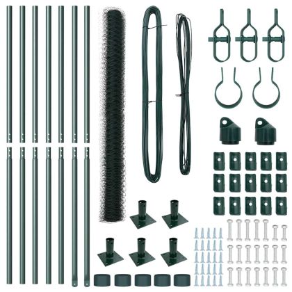Стълб за ограда. Зелен 10 x 1,6 м (50 мм мрежа) Стомана и PVC