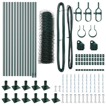 Стълб за ограда. Зелен 25 x 0,4 м (36 мм мрежа) Стомана и PVC