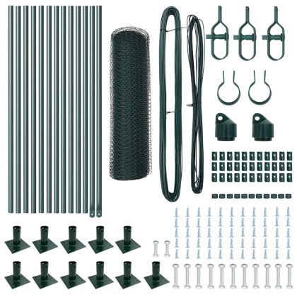 Стълб за ограда. Зелен 25 x 0,5 м (13 мм мрежа) Стомана