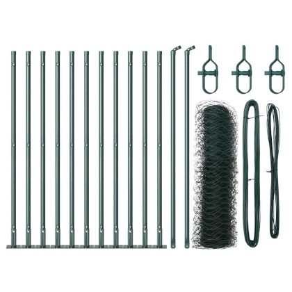 Стълб за ограда. Зелен 25 x 0,5 м (36 мм мрежа) Стомана