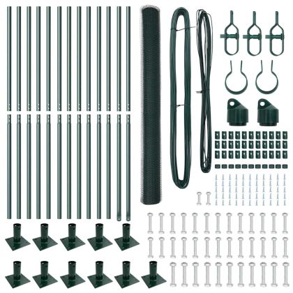 Стълб за ограда. Зелен 25 x 1,4 м (13 мм мрежа) Стомана и PVC