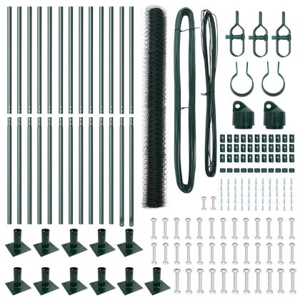 Стълб за ограда. Зелен 25 x 1,6 м (50 мм мрежа) Стомана и PVC