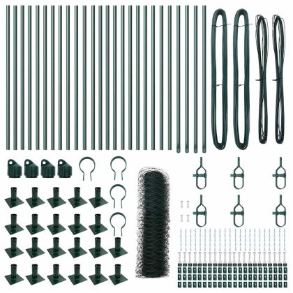 Стълб за ограда. Зелен 50 x 0,8 м (50 мм мрежа) Стомана и PVC