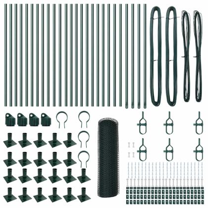 Стълб за ограда. Зелен 50 x 1 м (25 мм мрежа) Стомана и PVC