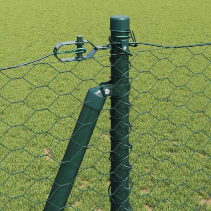 Стълб за ограда. Зелен 50 x 1,2 м (36 мм мрежа) Стомана и PVC