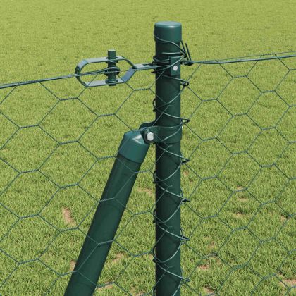 Стълб за ограда. Зелен 50 x 1,2 м (50 мм мрежа) Стомана и PVC