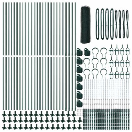 Стълб за ограда. Зелен 100 x 1 м (мрежа 13 мм) Стомана и PVC