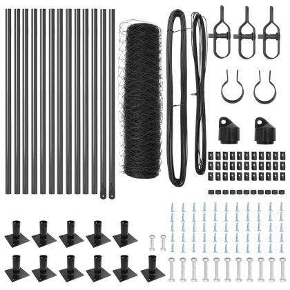 Стълб за ограда. Сив 25 x 0,5 м (36 мм мрежа) Стомана